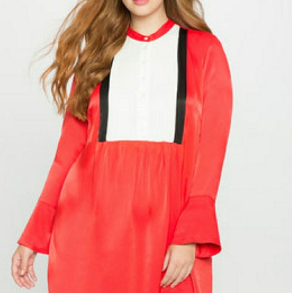 Flared Sleeve Colorblock Dress